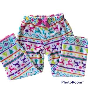 Komar Kids girls soft winter fleece pj/loungewear pants 10/12 colorful, fluffy